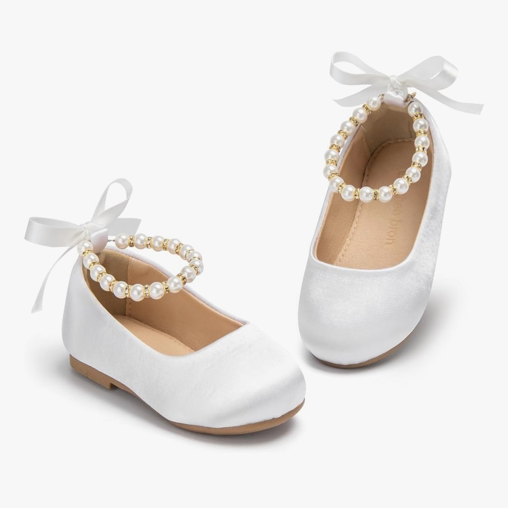 White Pearl Ankle Strap Baby Shoes